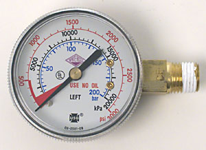0-3000 PSI Left Hand Thread Gauge