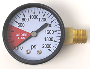 0-2000 PSI Right Hand Thread Gauge