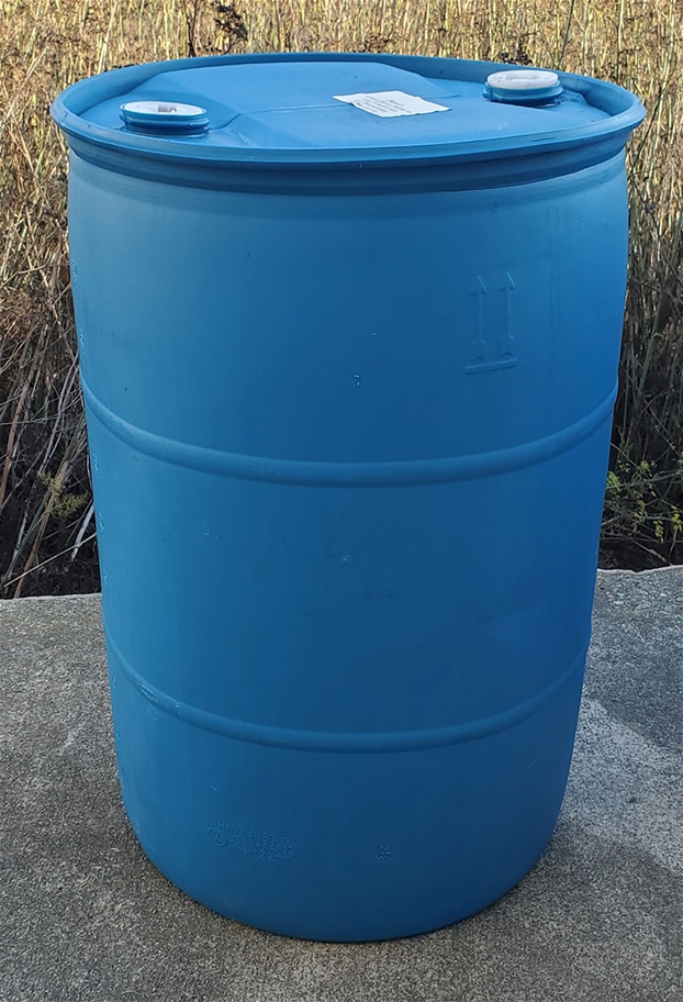 56 Gallon Blue Plastic Drum (local pickup only)