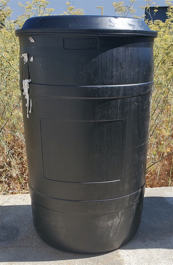 56 Gallon Black Plastic Drum (local pickup only) 
