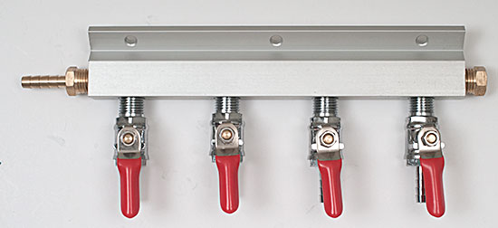 Four Valve 1/4" Barb Gas Distributor