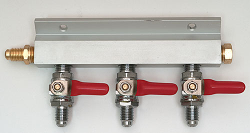 Three Valve 1/4" Threaded Gas Distributor