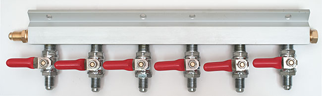 Six Valve 1/4" Threaded Gas Distributor